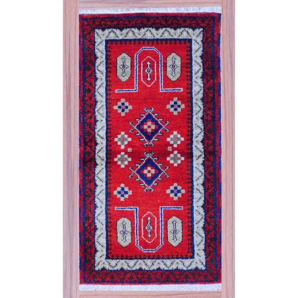 Herat Oriental Indo Hand knotted Kazak Multicolor Red/ Ivory Wool Rug