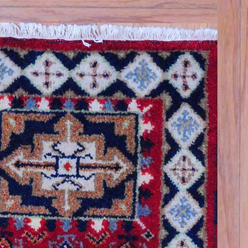 Handmade Kazak Wool Rug (India) - 2'2 x 4'