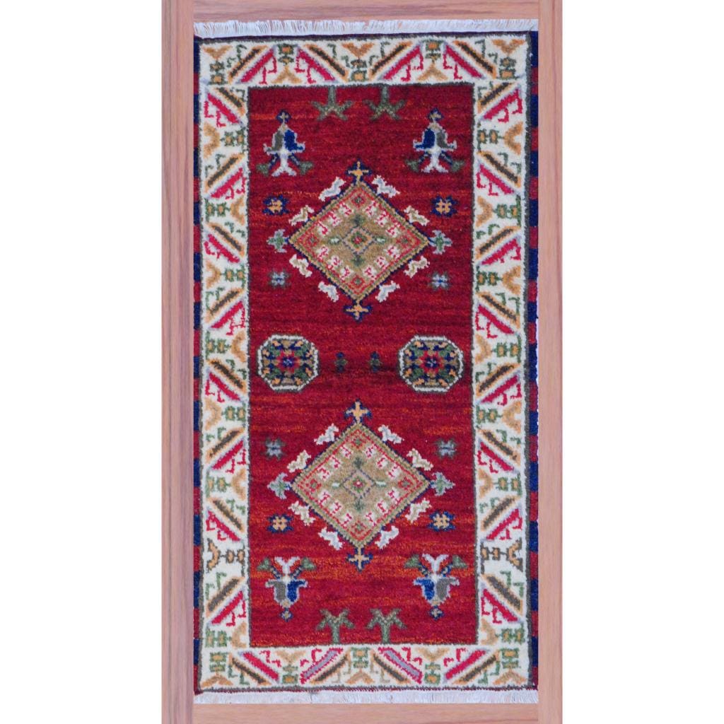 Handmade Kazak Wool Rug (India) - 2'2 x 4'