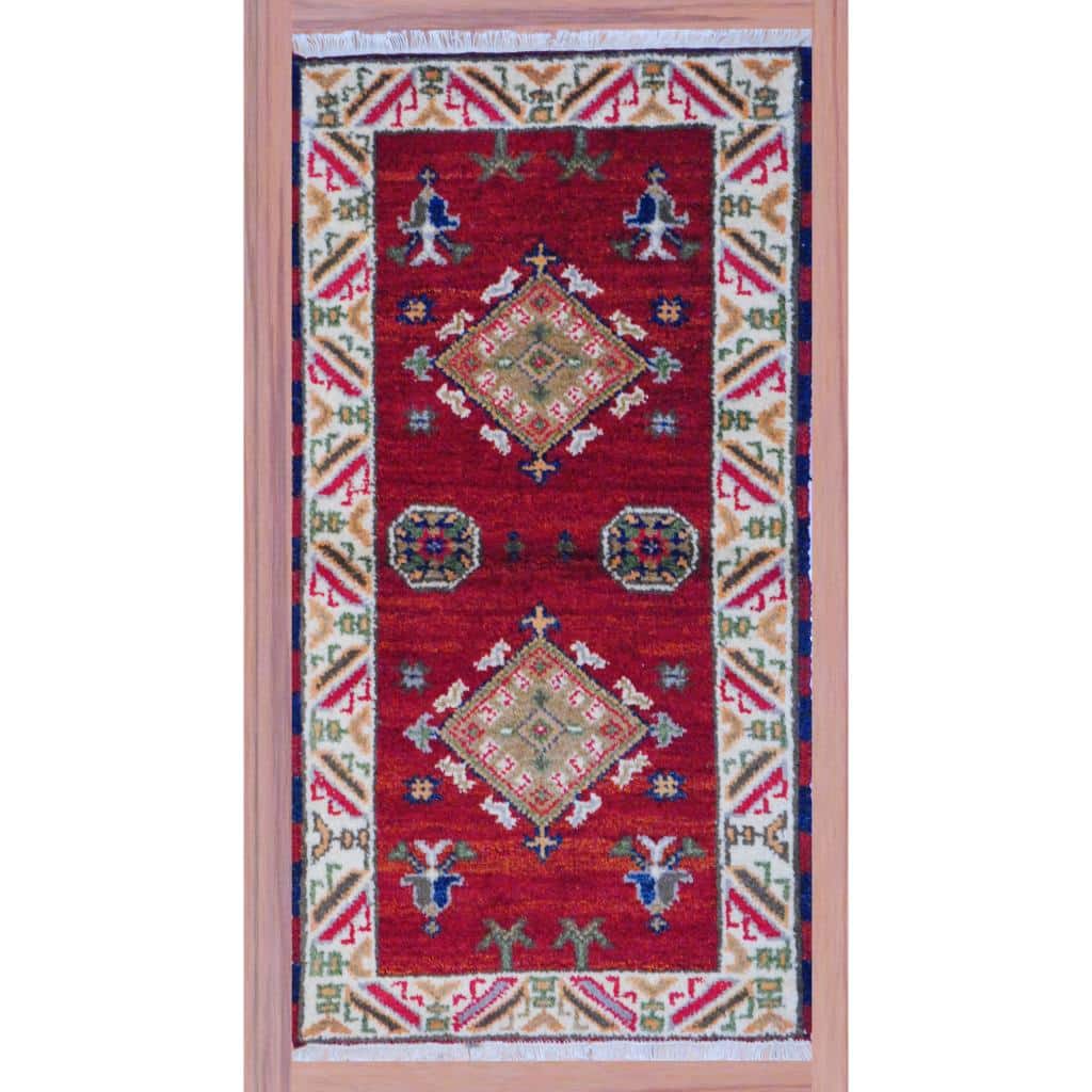 Handmade Kazak Wool Rug (India) - 2'2 x 4'