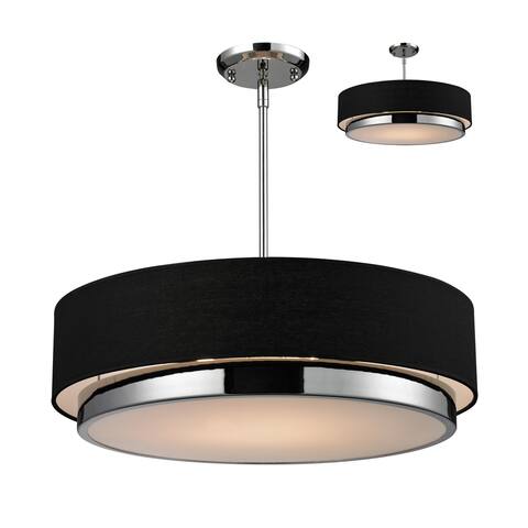 Jade 3-light Polished Chrome Black Shade Pendant