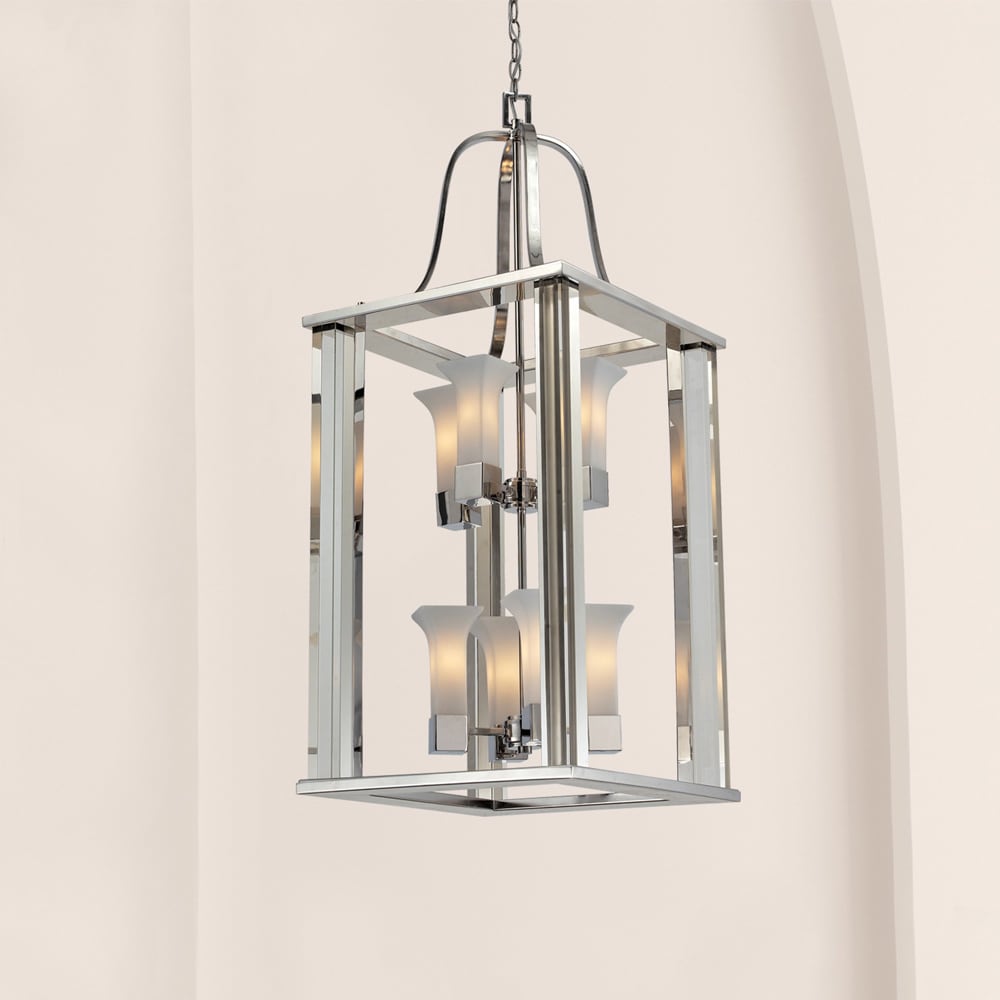 Lotus 8 light Chrome Finish Foyer Light Pendant