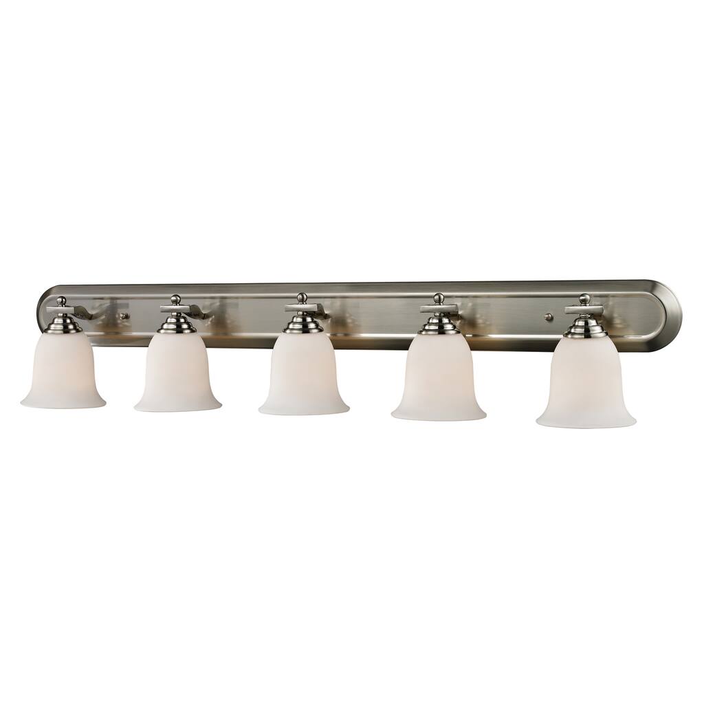 Lagoon Brushed Nickel 5-light Vanity - Overstock - 7967191