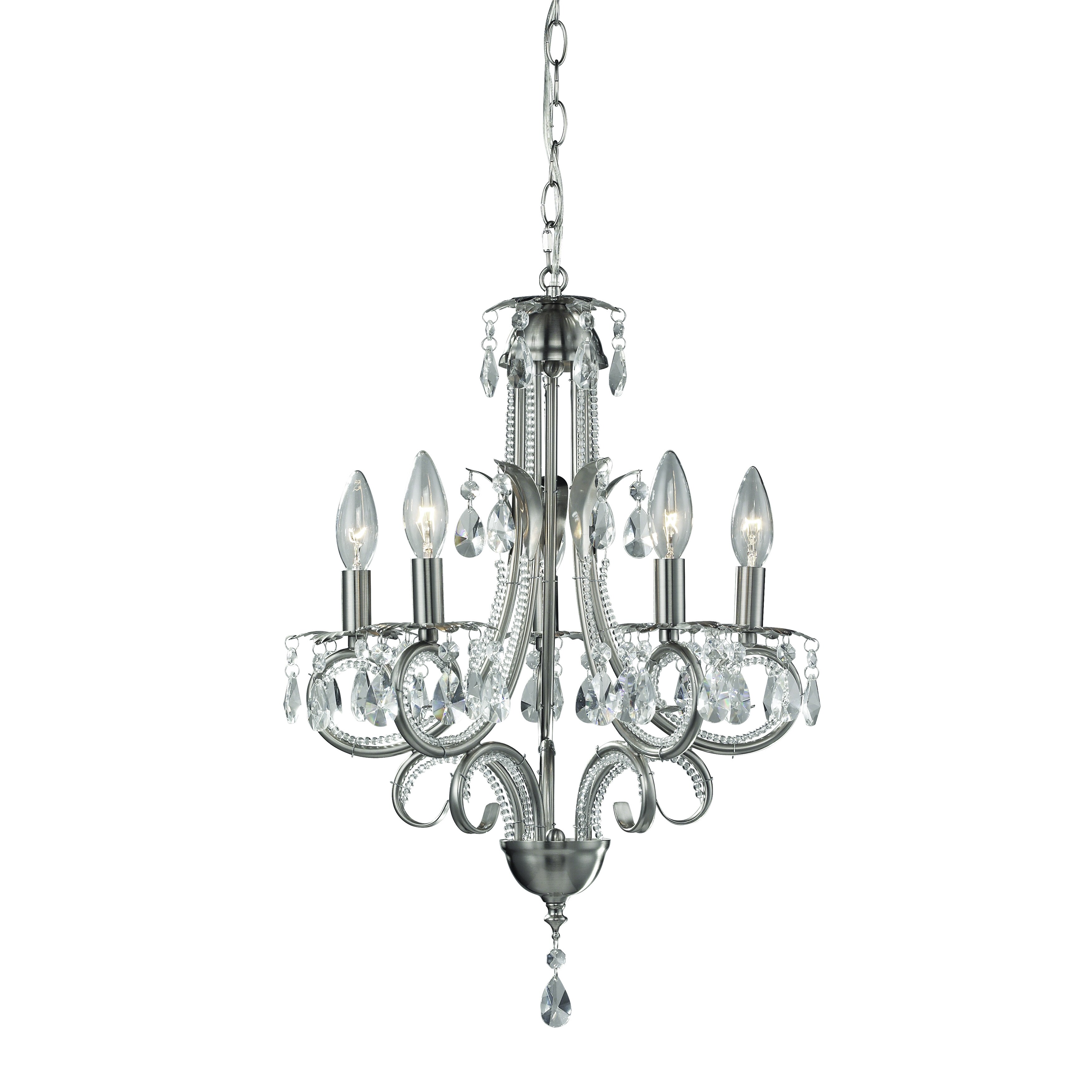 Pearl Brushed Nickel 5-light Chandelier (Pearl Brushed Nickel 5 Light Chandelier) - Chandeliers For Bedrooms by Overstock.com