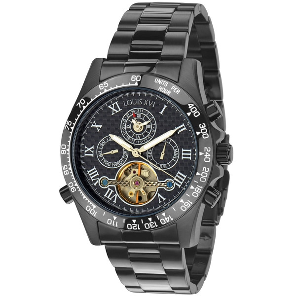 LOUIS XVI Men&#39;s &#39;Bourbon&#39; Black Automatic Watch - Free Shipping Today - 0 - 15338049