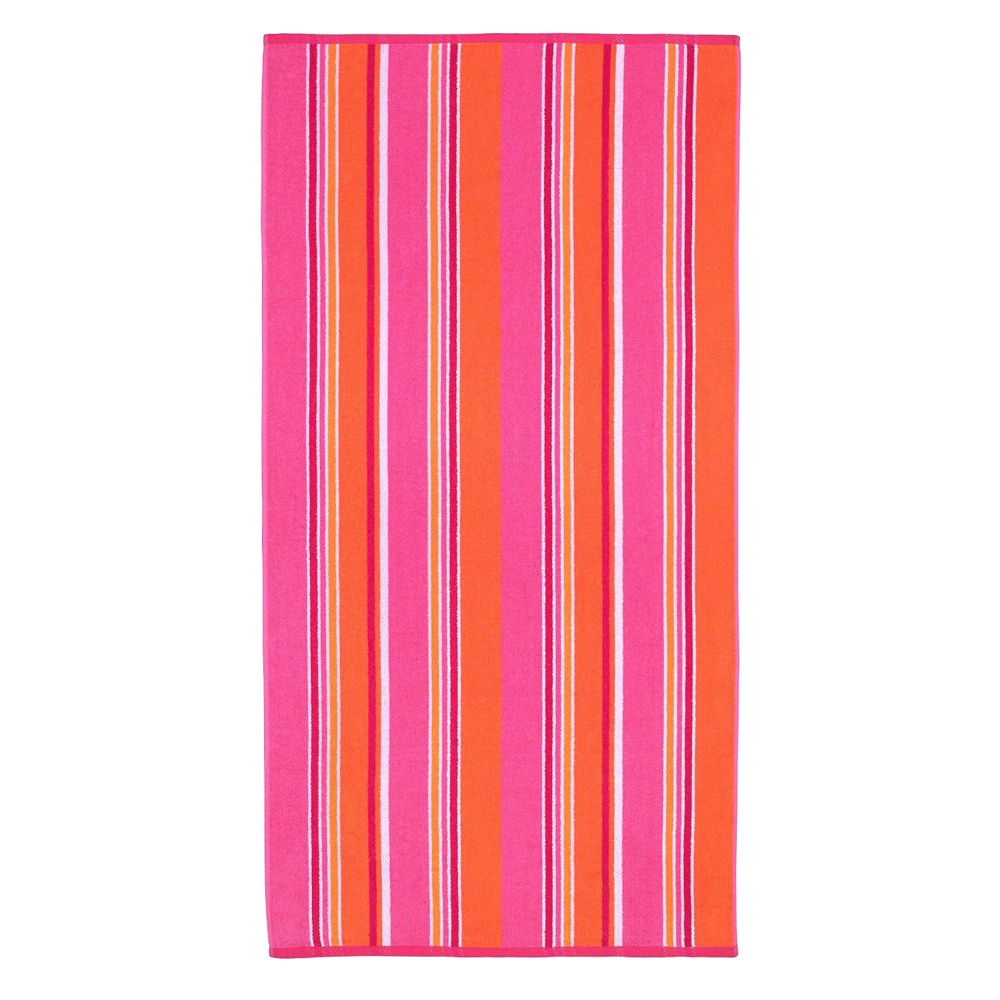 Celebration Jacquard 2 piece Sunbridge Pink Multi Striped Beach Towel Set (Pink, orange, whiteMaterials CottonCare instructions Machine washable Dimensions 30 inches wide x 60 inches long The digital images we display have the most accurate color possi