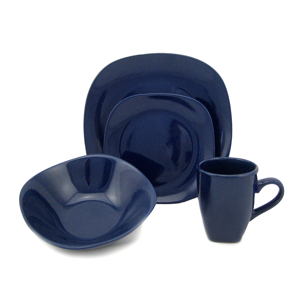 Lorren Home Trend 'Blue' 16-piece Square Stoneware Dinnerware Set