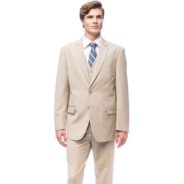 Men's 2-Button Vested Suit - Overstock - 7967626