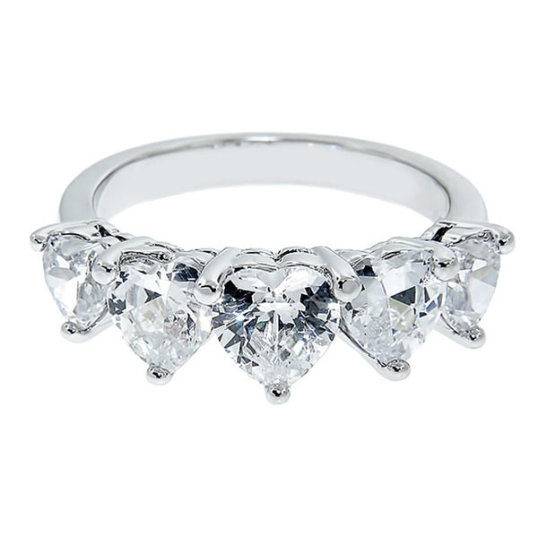 Eternally Haute Silver-plated Cubic Zirconia Heart Ring