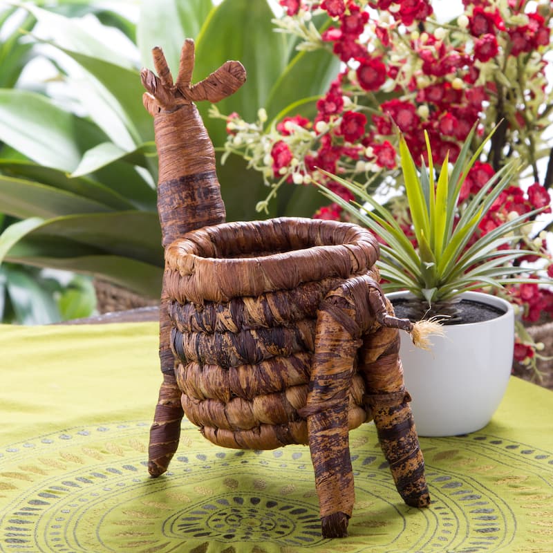 Handmade Giraffe Banana Fiber Plant Stand (Kenya)