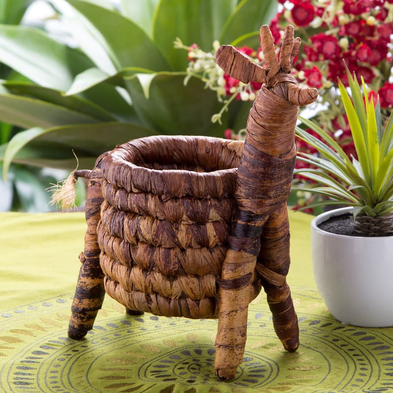 Handmade Giraffe Banana Fiber Plant Stand (Kenya)