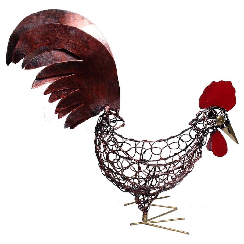 Handmade Deep Wire 12-inch Chicken Bowl (Indonesia) - Multi
