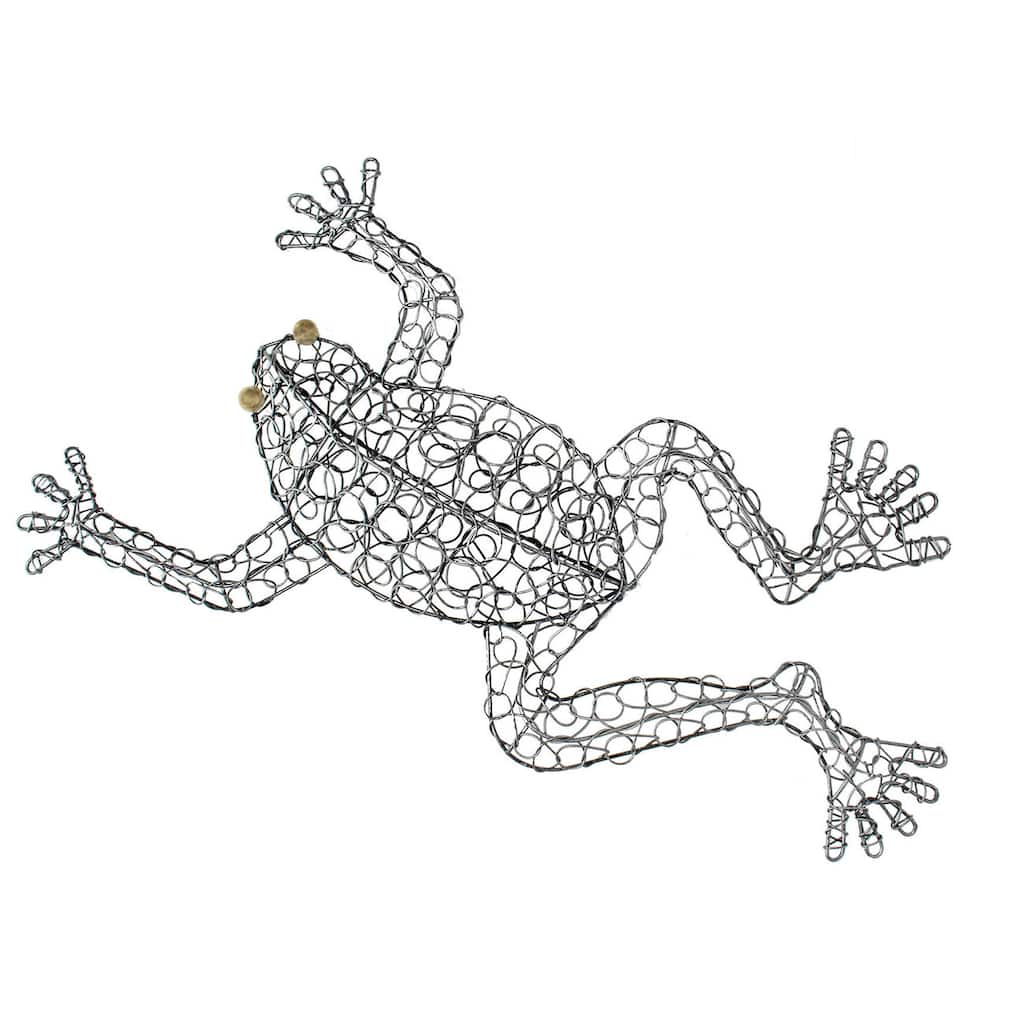 Hand-woven Wire Frog Decorative Figurine, Handmade in Indonesia