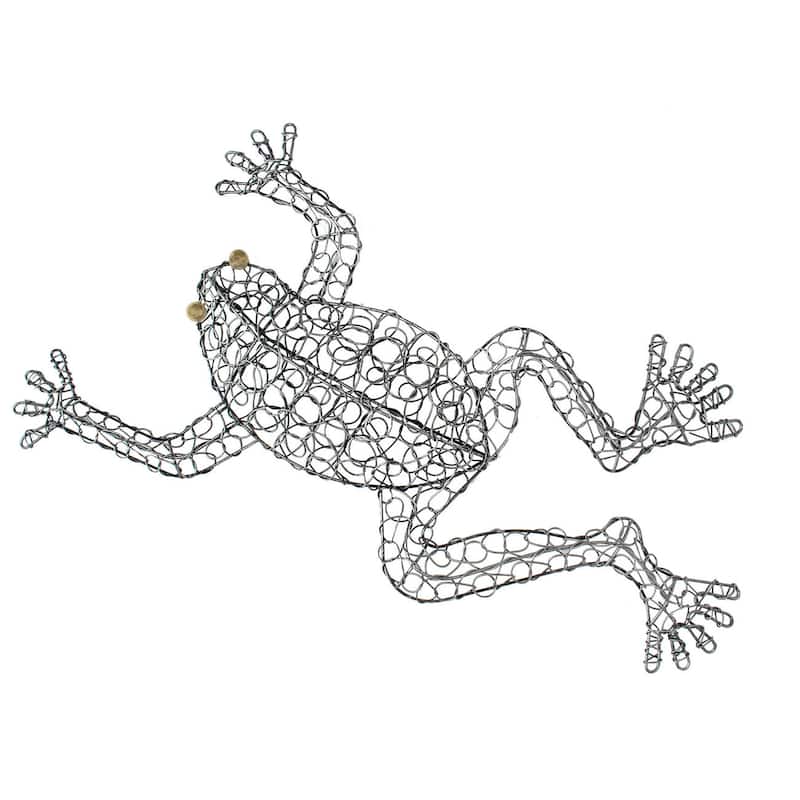 Hand-woven Wire Frog Decorative Figurine, Handmade in Indonesia - Hand Painted Art/Bohemian & Eclectic - All Seasons - Large - Modernism - Unknown - Silver/Black - Handmade - Culture