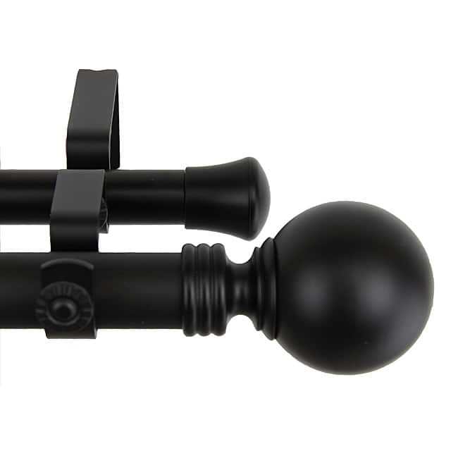 InStyleDesign Black Sphere Adjustable Double Curtain Rod Set