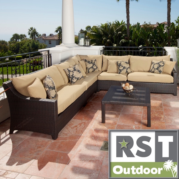 RST Delano 6 piece Corner Sectional Sofa and Coffee Table Set Patio Furniture RST Brands Sofas, Chairs & Sectionals