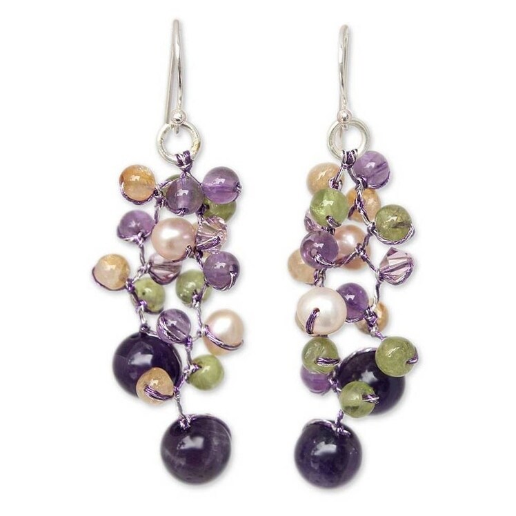 NOVICA Multi-Gem Amethyst Cultured Freshwater Pearl Silver Plated Beaded Bracelet 'Mystic Passion' NOVICA Multi-Gem Amethyst Cultured Freshwater Pearl Silver Plated Beaded Bracelet 'Mystic Passion'
