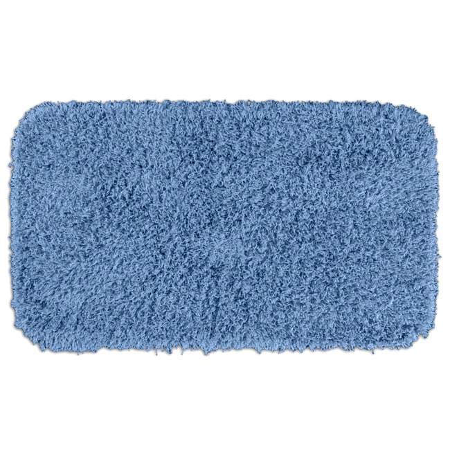 Quincy Super Shaggy Cool Blue Washable 30 X 50 Bath Rug