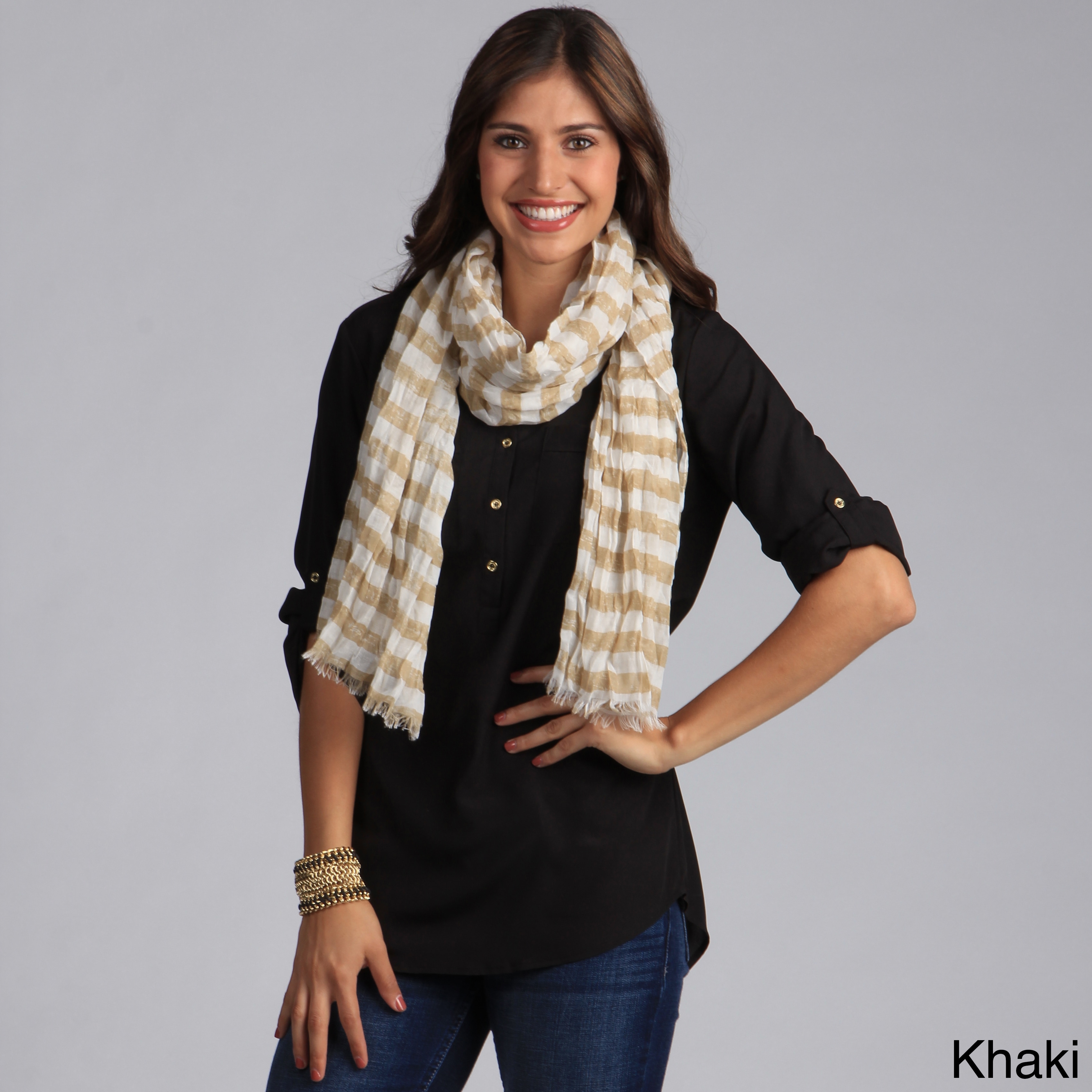 Saro Womens Striped Scarf