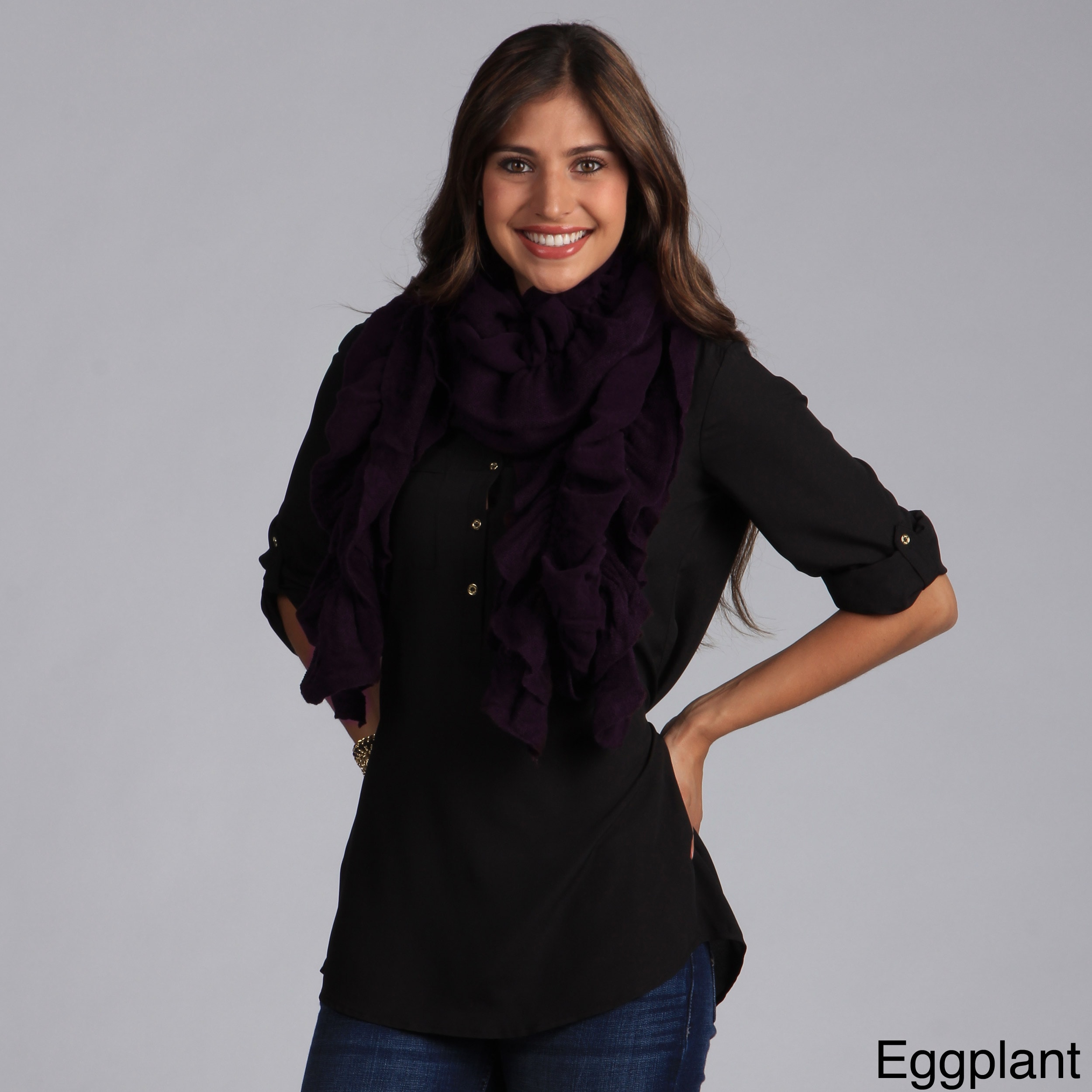 Saro Womens Ruffled Scarf