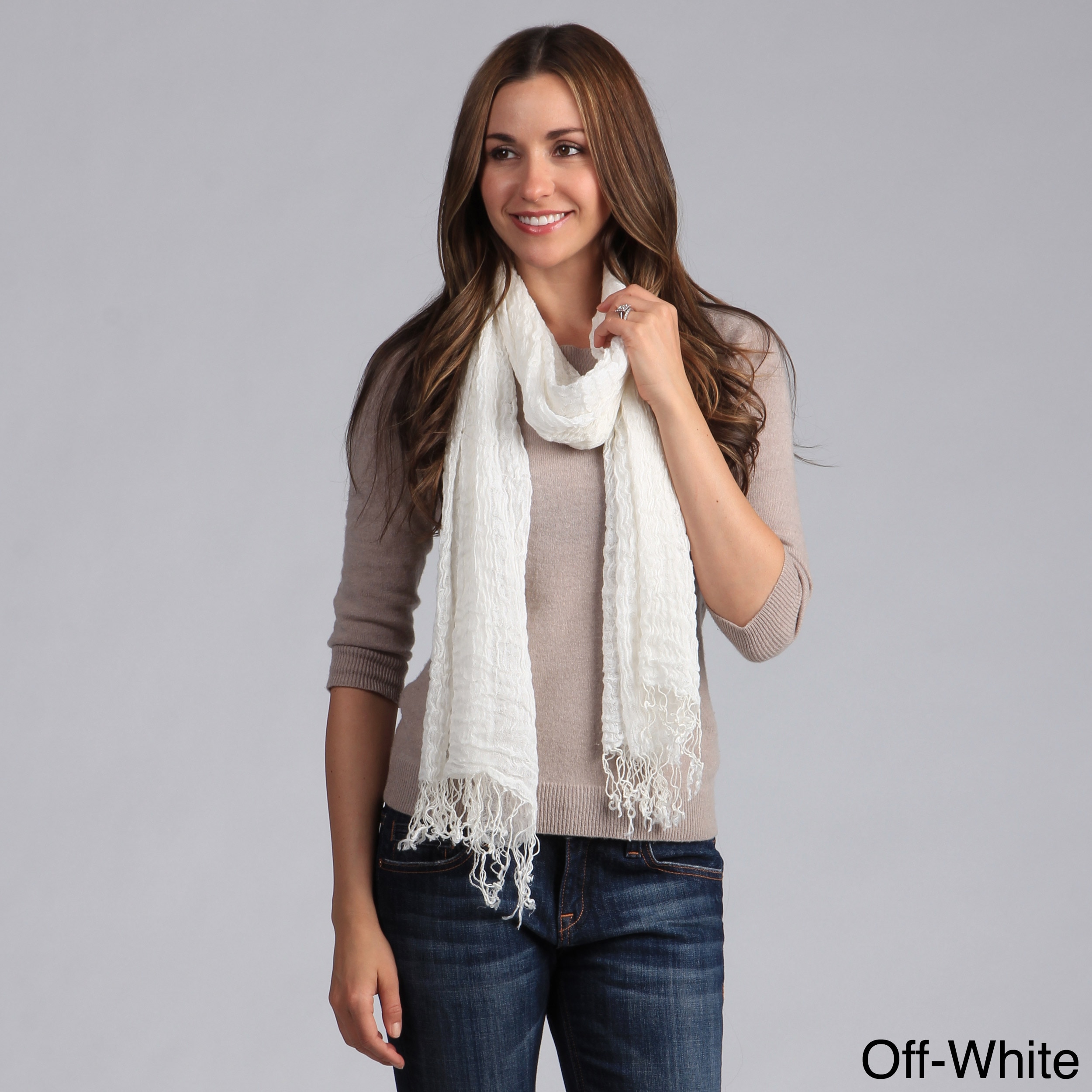 Saro Womens Woven Scarf With Fringes