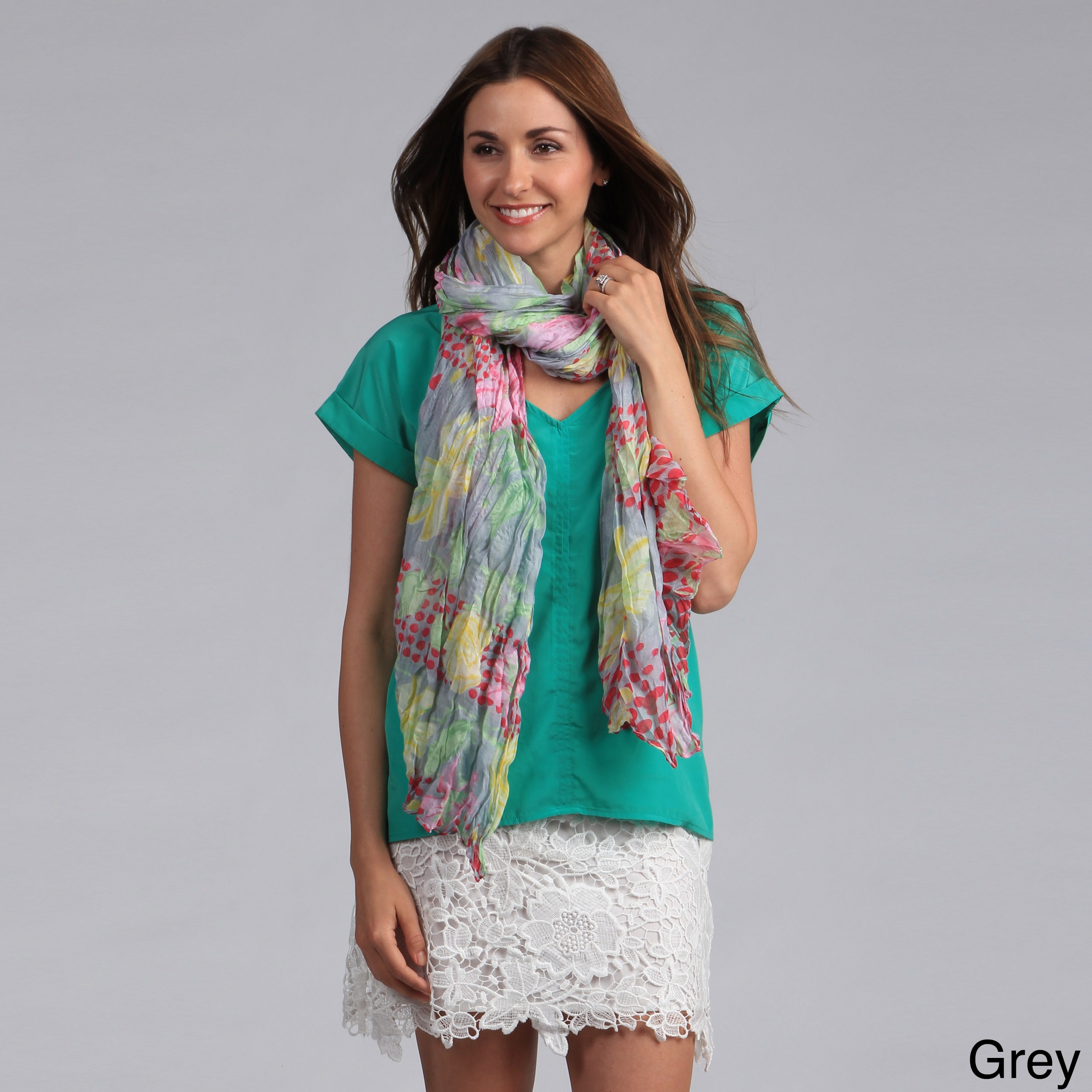 Saro Flower And Dot Print Scarf