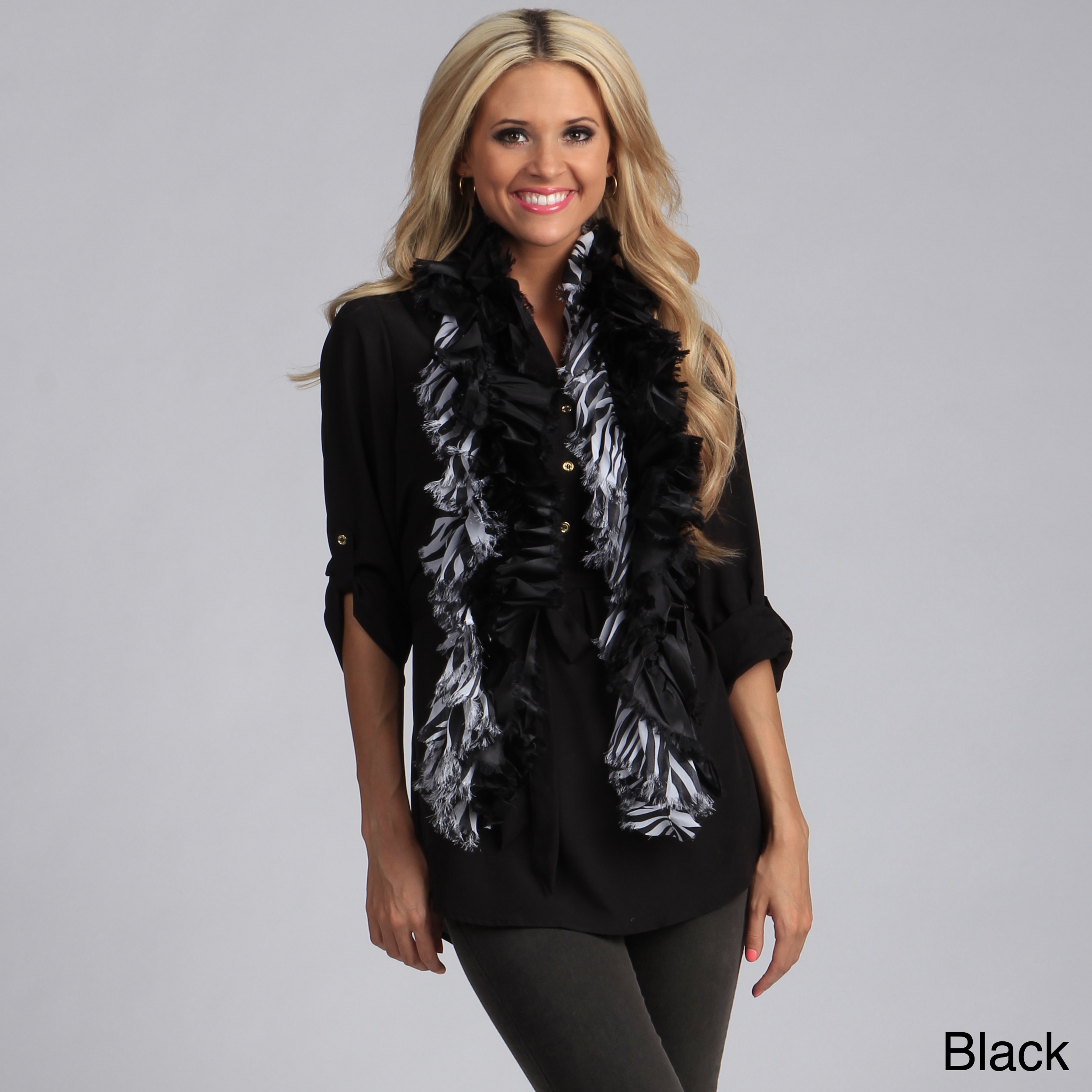 Saro Zebra Design Ruffle Scarf