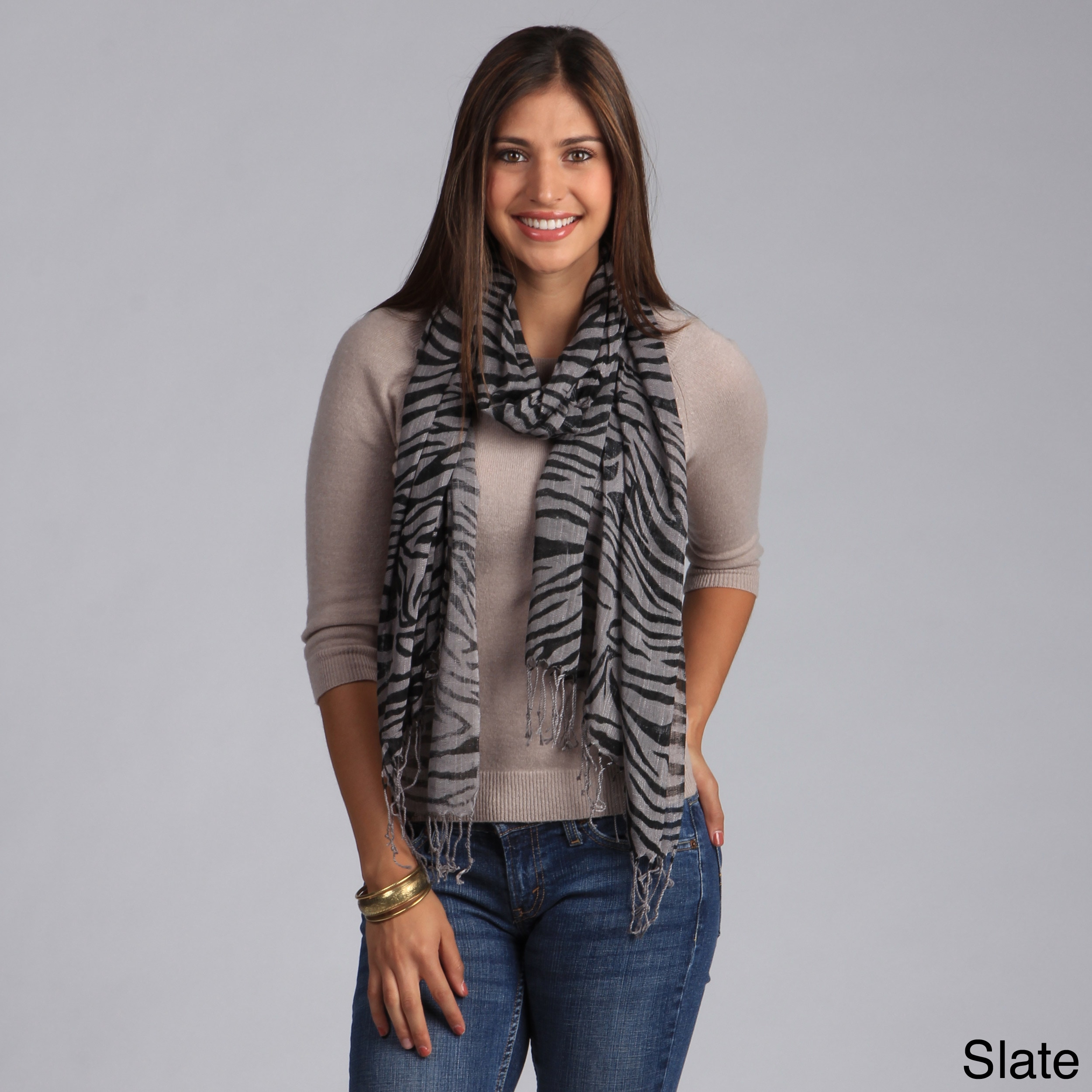 Saro Womens Animal Print Scarf