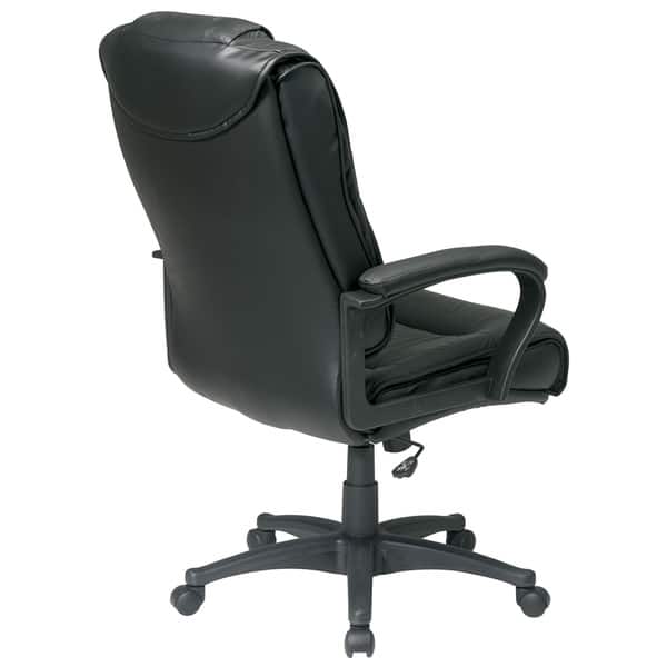 Office Star Work Smart Deluxe Executive Leather Chair With Padded Loop Arms 7969685 Black Office Star Work Smart Deluxe Executive