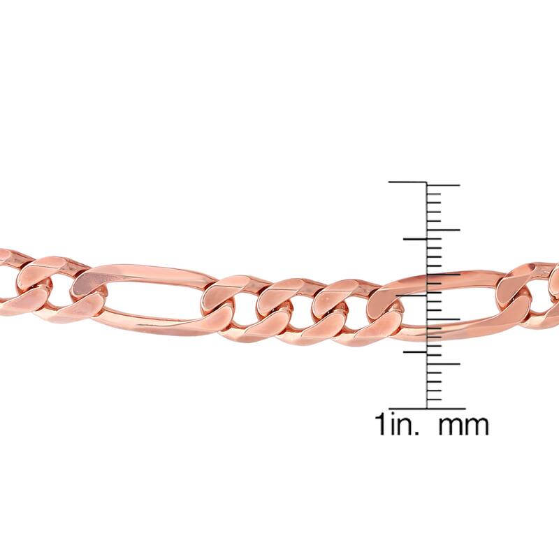 Roberto Martinez Rose Gold Plated 7.5mm Figaro Chain (22"-30") - Pink