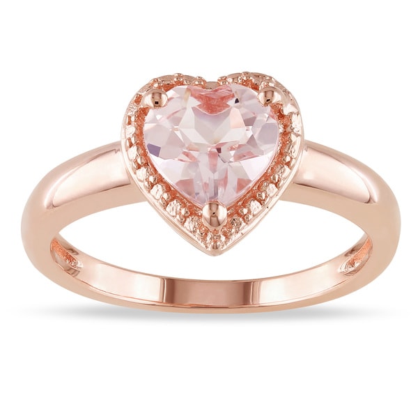 Shop Miadora Rose-plated Silver Morganite Heart Ring - Free Shipping ...