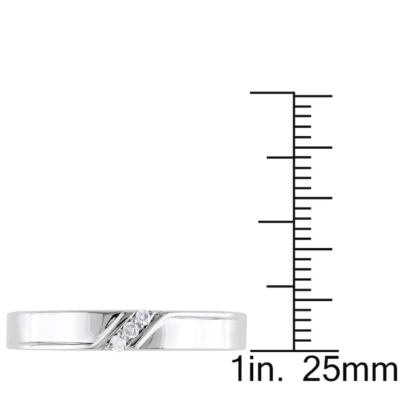 Miadora Sterling Silver Men's Diamond Accent 3-stone Wedding Band Ring