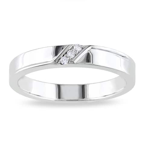 Miadora Sterling Silver Men's Diamond Accent 3-stone Wedding Band Ring