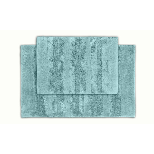 Shop Somette Westport Stripe Sea Glass Washable 2-piece Bath Rug Set ...