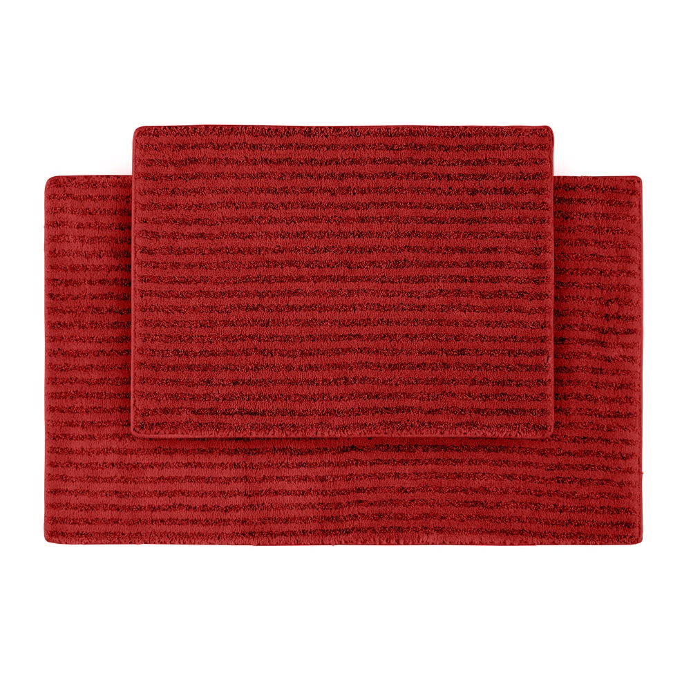 Xavier Stripe Chili Pepper Red 2 piece Bath Rug Set