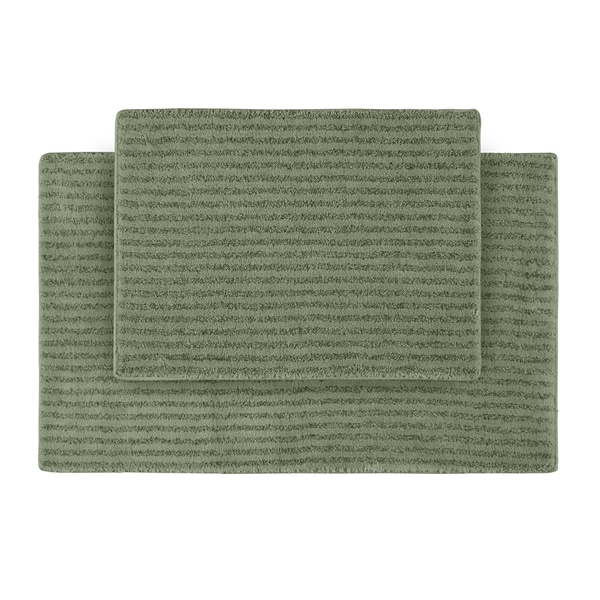 Somette Xavier Stripe Deep Fern Bath Rugs (Set of 2)   15341829