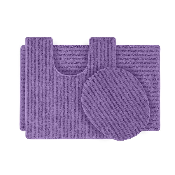 Somette Xavier Stripe Purple Bath, Lid and Contour 3-piece Set