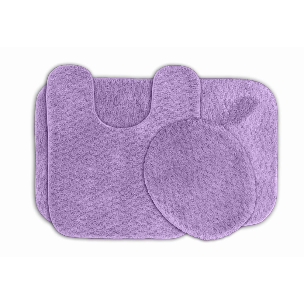 Enliven Amethyst Textured Bath, Lid And Contour 3 piece Bath Rug Set