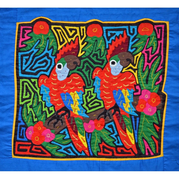 Parrots in the Rainforest' Mola Textile Art (Panama) - Bed Bath Parrots in the Rainforest' Mola Textile Art (Panama) - Bed Bath