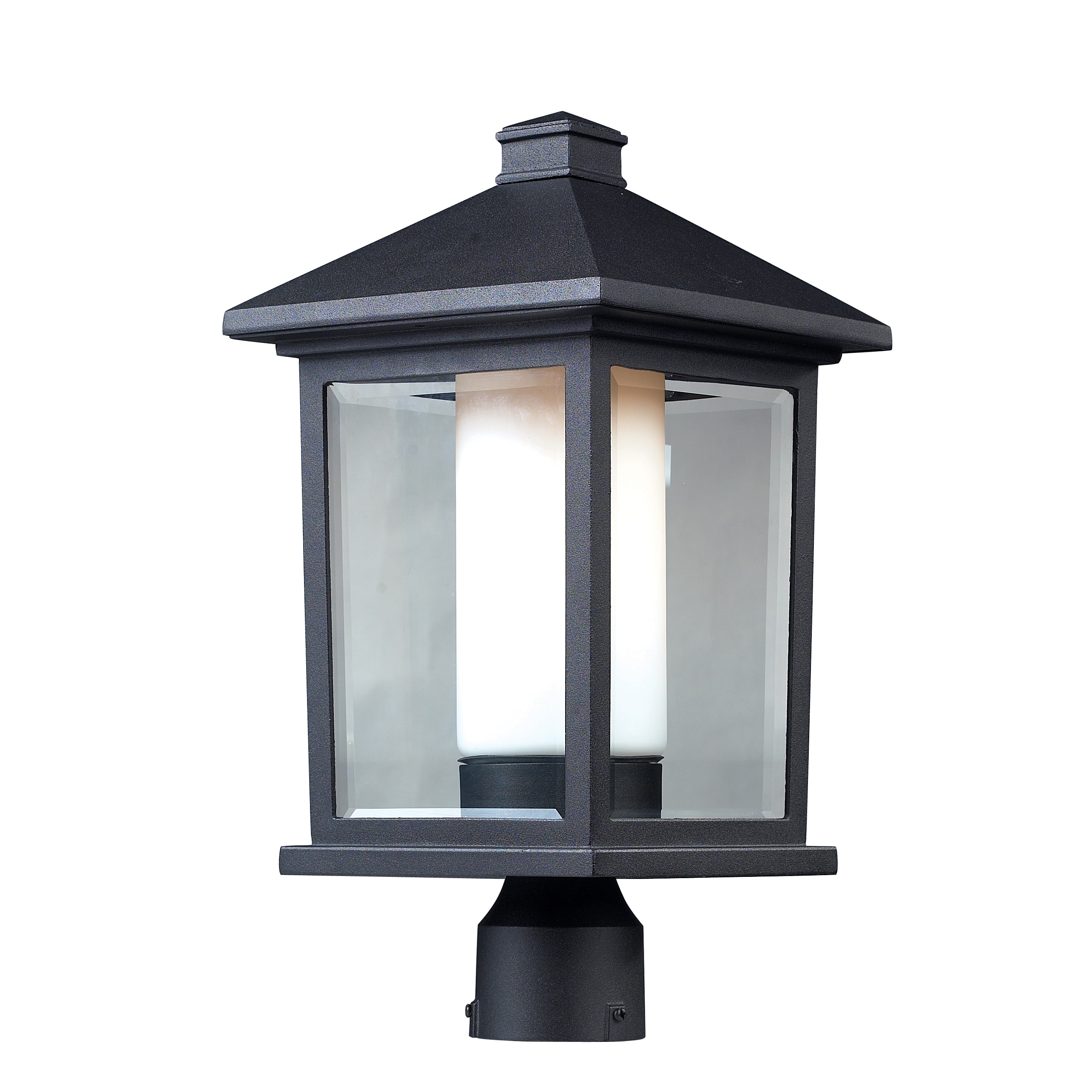 Mesa Black Double Glass Outdoor Post Light