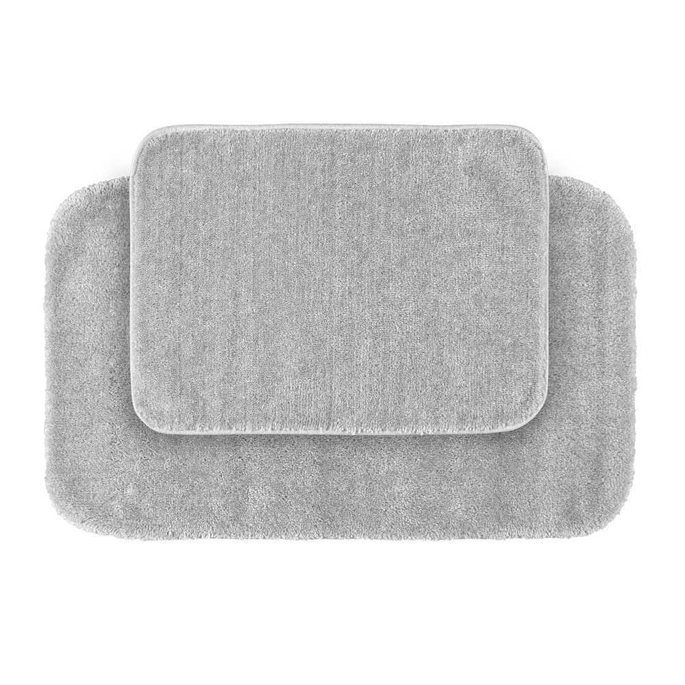 Plush Deluxe Frost Grey Bath Rug 2 piece Set