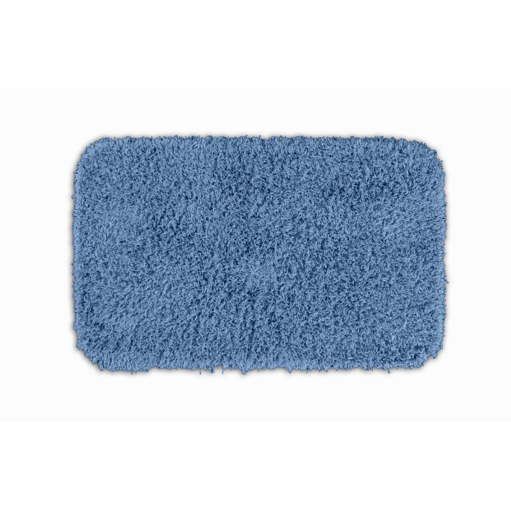 Quincy Super Shaggy Cool Blue Washable 24x40 Bath Rug