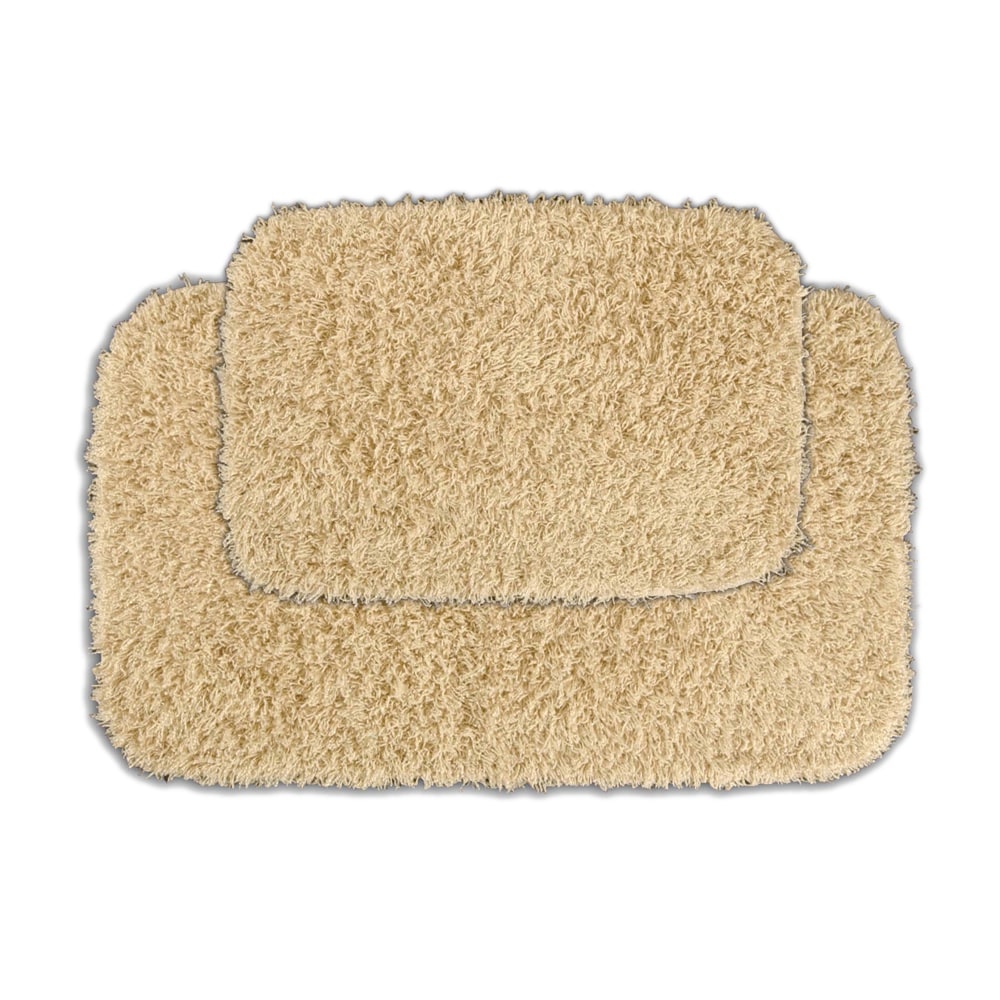 Quincy Super Shaggy Sand Washable 2 piece Bath Rug Set