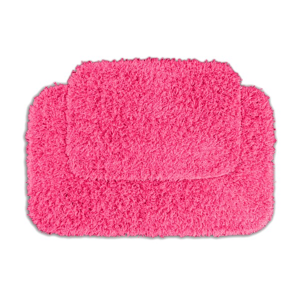 Shop Somette Quincy Super Shaggy Pink Bath Rugs (Set of 2 ...