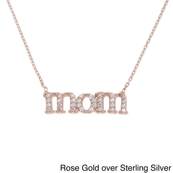 Eternally Haute Sterling Silver Cubic Zirconia Mom Necklace Eternally Haute Cubic Zirconia Necklaces