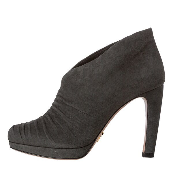 Prada Women's Grey Suede Ruched Ankle 