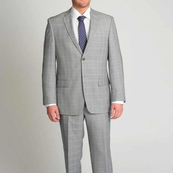 Shop Circola Moda Men's Modern Fit Grey Plaid 2-piece Suit - Free ...