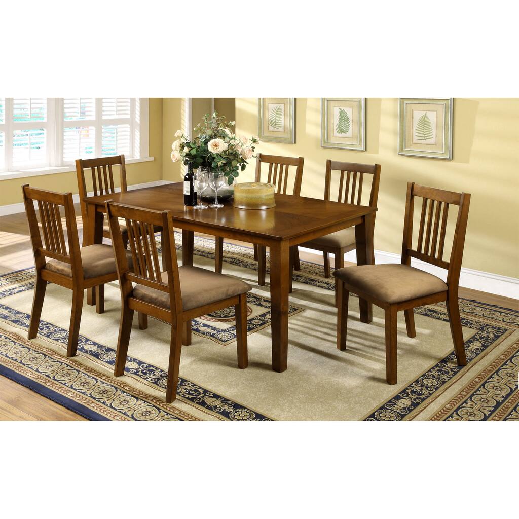 Furniture of America Nalaya Dark Oak Transitional 7-piece Dining Set