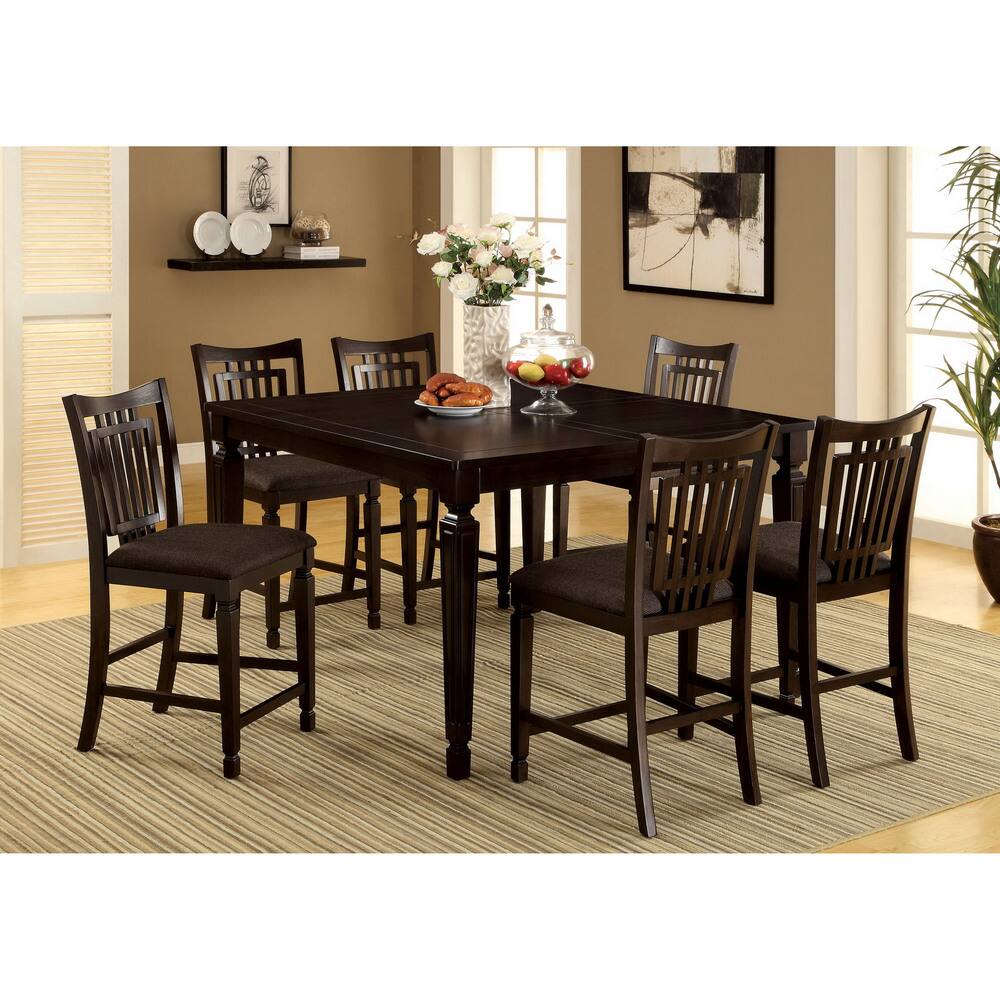 Furniture of America Esme Transitional Espresso Counter-height 7-piece Dining Set