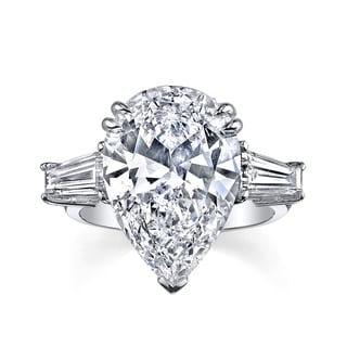 Platinum 9 1/6ct TDW Certified Pear Shape Diamond Ring (H, SI1 ...